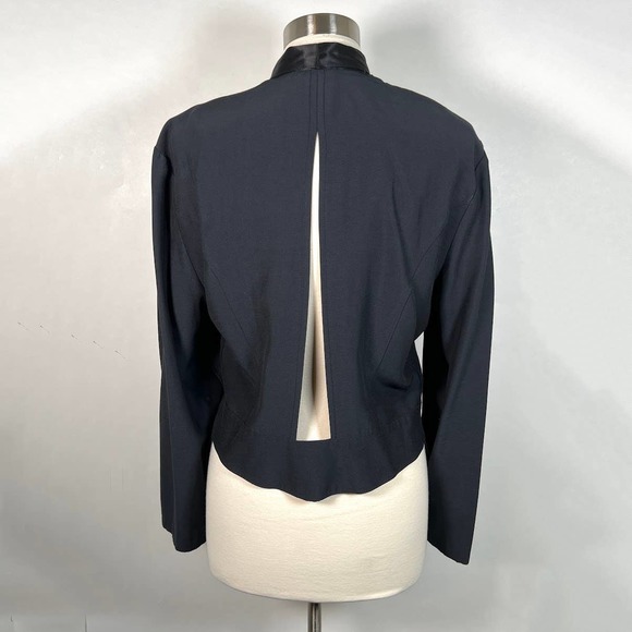 Vtg Wild Rose Women's Satin Feel Jacket L Rosettes Open Back / Waterfall Collar - Picture 2 of 7